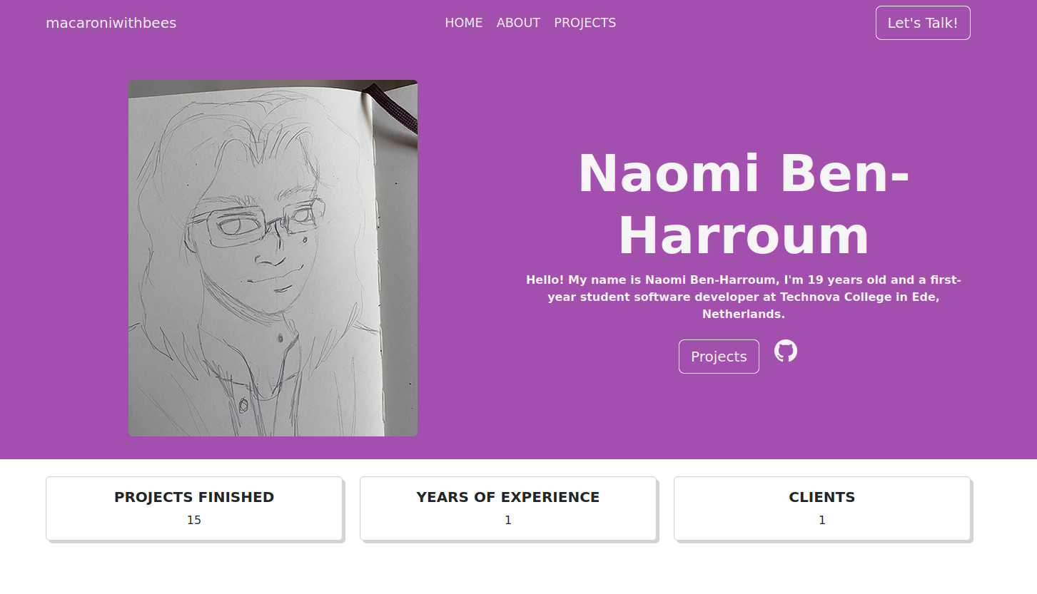 screenshot of my second attempt at a portfolio website